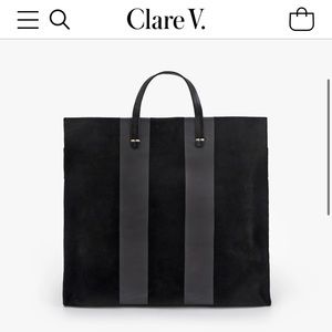 Clare V simple tote black with racing stripes